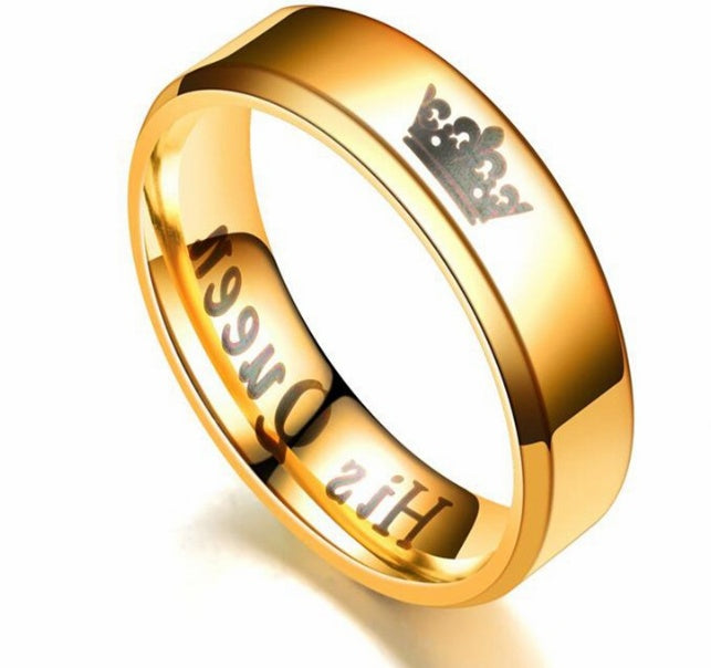 Couple Rings Stainless Steel 6mm Matching Band Ring Polished Finish Vacuum Plated Long Lasting Great Gift Perfect Pair