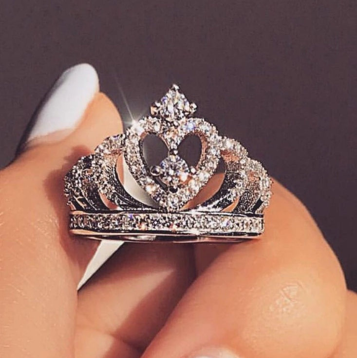Crown Zircon Geometric Ring Gold Plated Elegant Jewelry