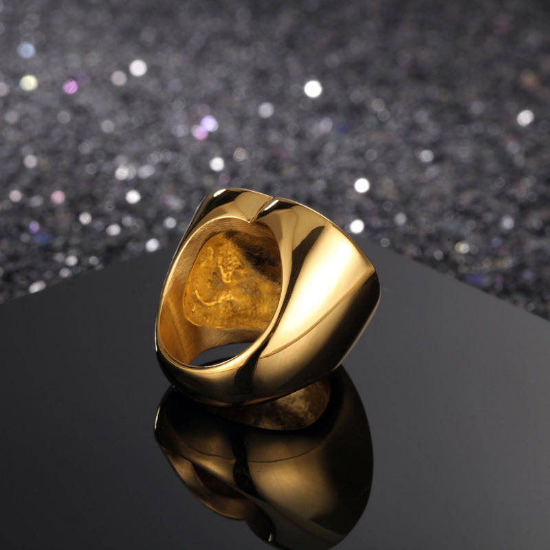 Heart Shaped Ring 18K Gold Plated Titanium Steel Mirror Polished Finish Fashion Jewelry Gifts For Her Everyday