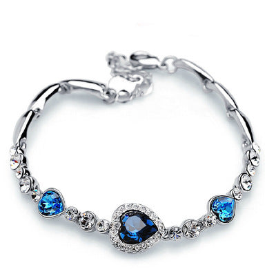 Heart Bracelet With Sparkling Blue Crystals Three Moving Hearts Symbolizing Love And Hope Jewelry Timeless Now