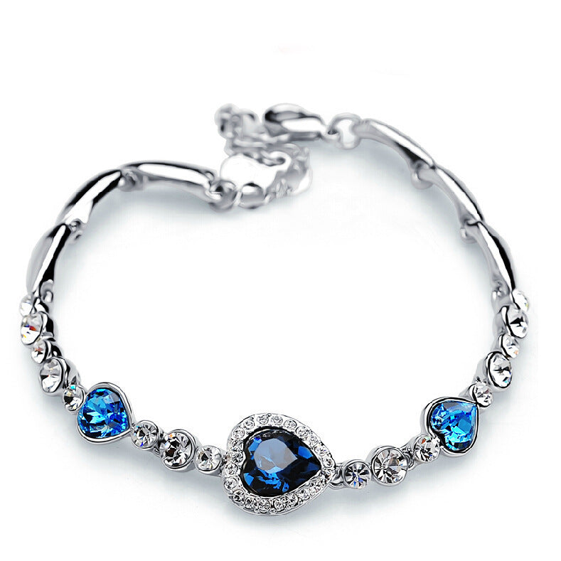 Heart Bracelet With Sparkling Blue Crystals Three Moving Hearts Symbolizing Love And Hope Jewelry Timeless Now