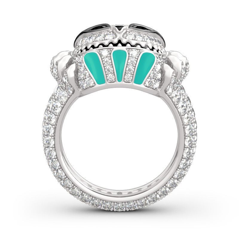 Womens Diamond Drop Skull Cat Ring Electroplated Alloy Inlay Gem Stone Jewelry Fashion Oil Gem Stone Jewelry Fashion