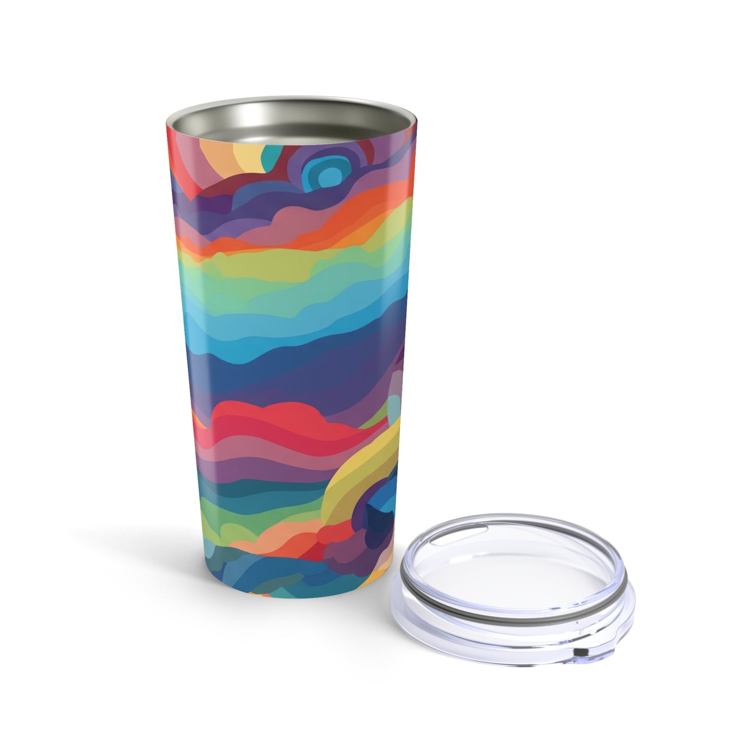 20 Oz Stainless Steel Tumbler With Printed Design Double Wall Vacuum Insulation Spill Resistant Hot Cold Coffee Cup