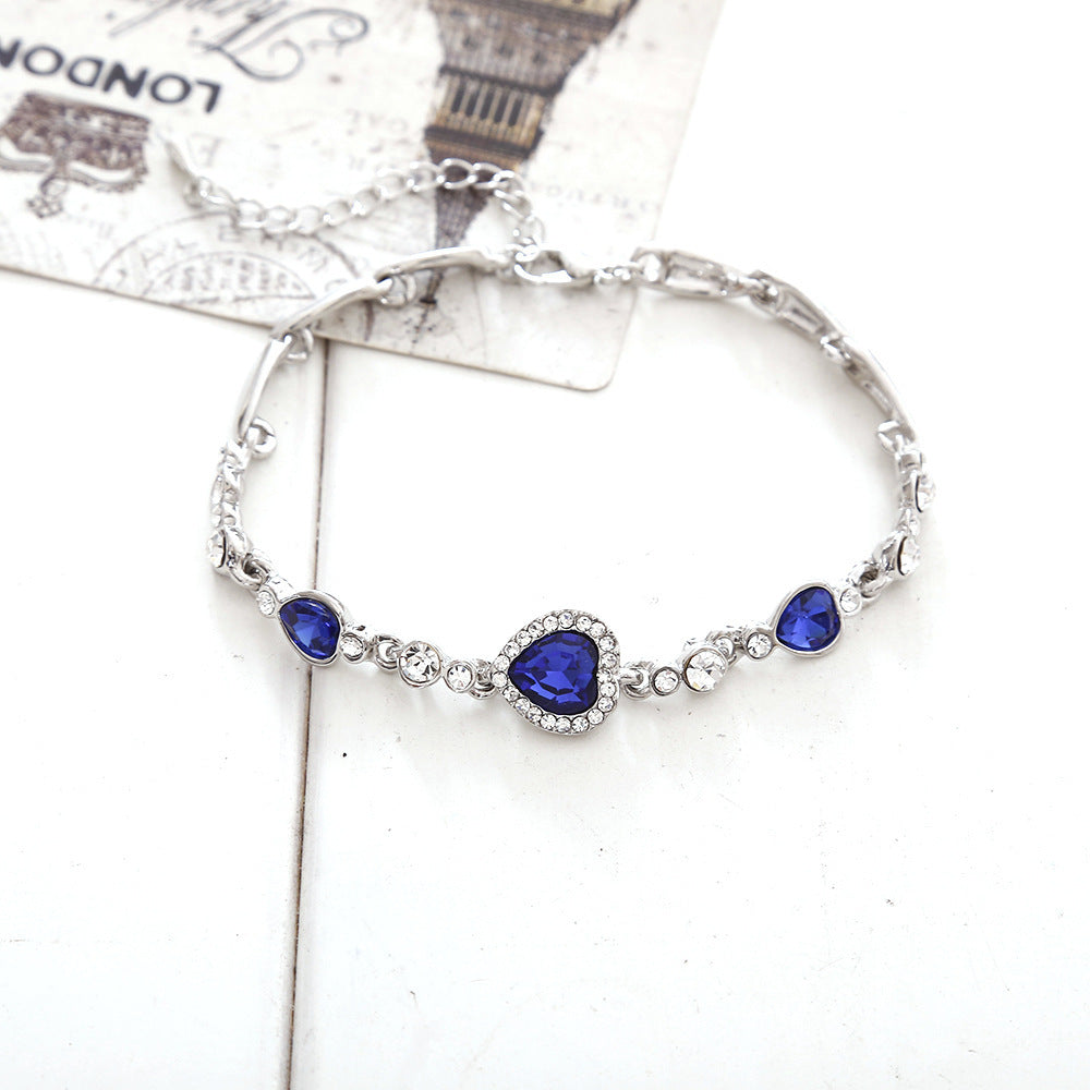 Heart Bracelet With Sparkling Blue Crystals Three Moving Hearts Symbolizing Love And Hope Jewelry Timeless Now