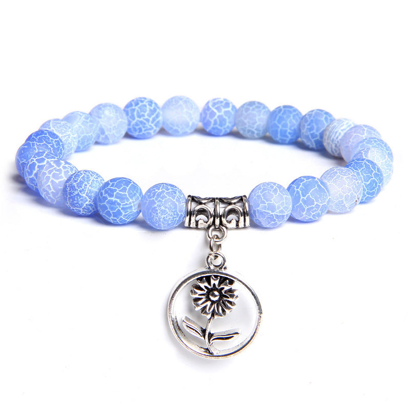 Unisex Agate Stone Bracelet Weathered Finish Floral Design Individually Packed For Personal Use Or Thoughtful Gift
