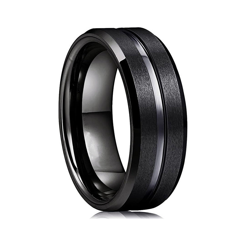 Unisex Titanium Steel Ring Frosted Bilateral Design Rotatable Band With Silver Blue Black Red For Everyday Wear