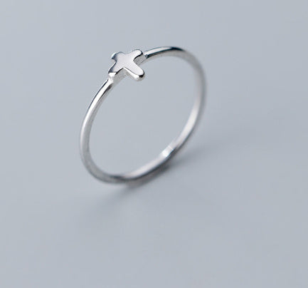 Simple And Elegant Cross Ring In Silver S925 Korean Style Opening Design For Fashion Jewelry For Daily Wear And Style