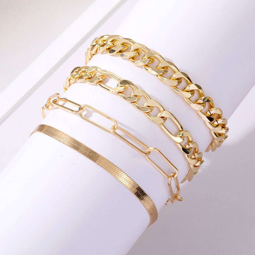 Vintage Alloy Bracelet Set For Women European Design Metal Bangle Jewelry 4 X Bracelet Collection High Quality