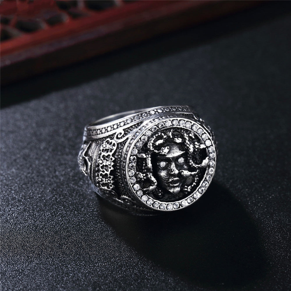 Titanium Steel Ring With Antique Snake Head Design European And American Polished Ring For Opening Ceremony Employee