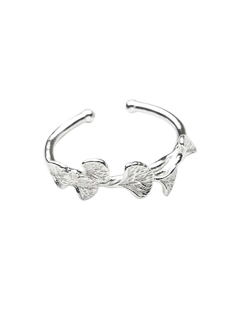 Womens S925 Silver Ring With Ginkgo Leaf Design Platinum Plated Elegant Fashion Jewelry Gift For Her Timeless Elegance