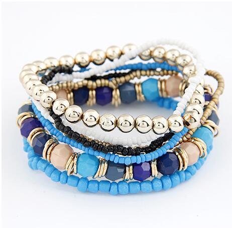 Stretchable Beaded Bracelet Elastic Alloy Acrylic Bangle