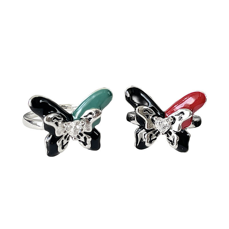 Womens Dripping Oil Butterfly Ring Adjustable Opening Copper Animal Design Fashion Jewelry Durable Cute Charms