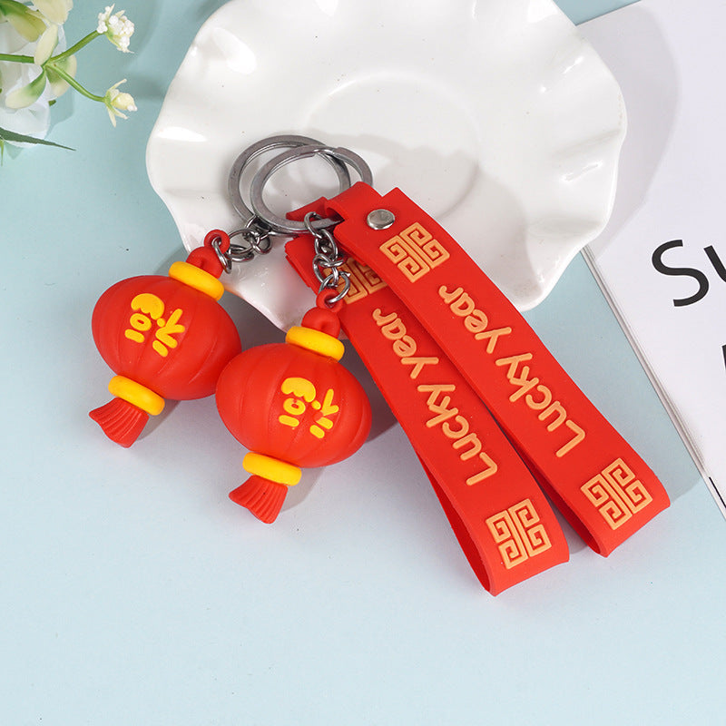 Red Lantern Silicone Keychain For Bags Festive Pendant Decoration Compact Design Daily Use Gift Accessory For Backpacks
