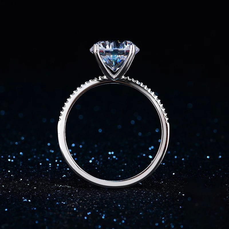 Six Prongs 2.75 Carat Simulated Diamond Ring Gold Plated White Copper With Zircon Hint For Women Classic Style