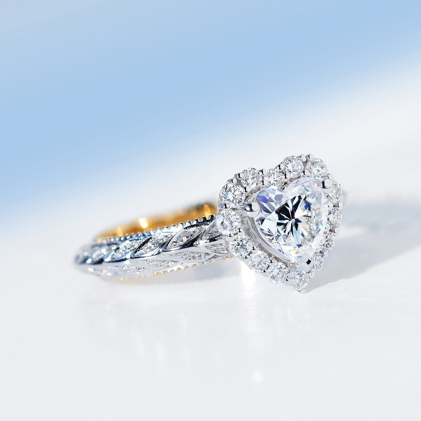 Brass And Stainless Steel Heart Zircon Wedding Ring For Bridal Gift European Style Elegant Wedding Ready Gifts