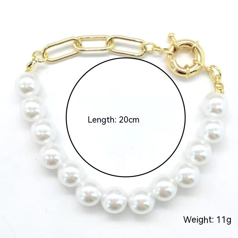 Bohemian Bracelet With Pearl Accents Geometric Shapes