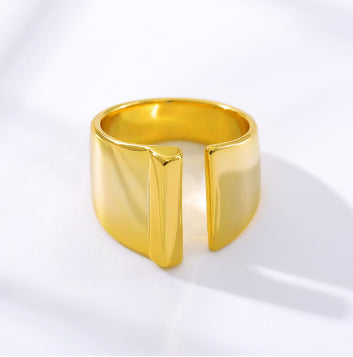 Women's Initial Letter Ring Wide Band Alphabet Copper Electroplated Personalized Statement Jewelry Gift Online