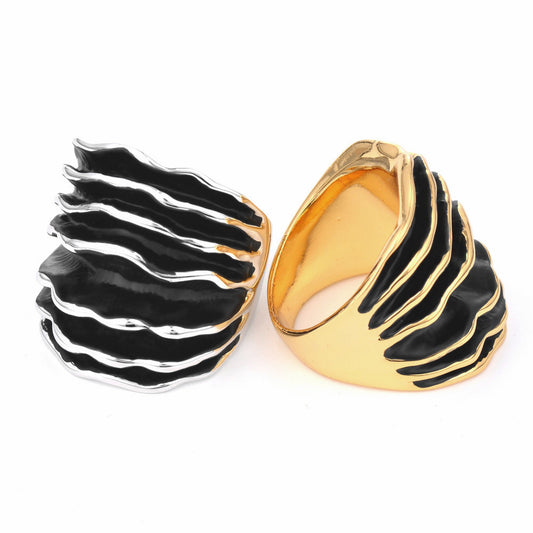 Vintage Ring Set For Couple Unisex Alloy Jewelry Gold And White Drip Oil Finish Sizes Seven Eight Nine Ten Art