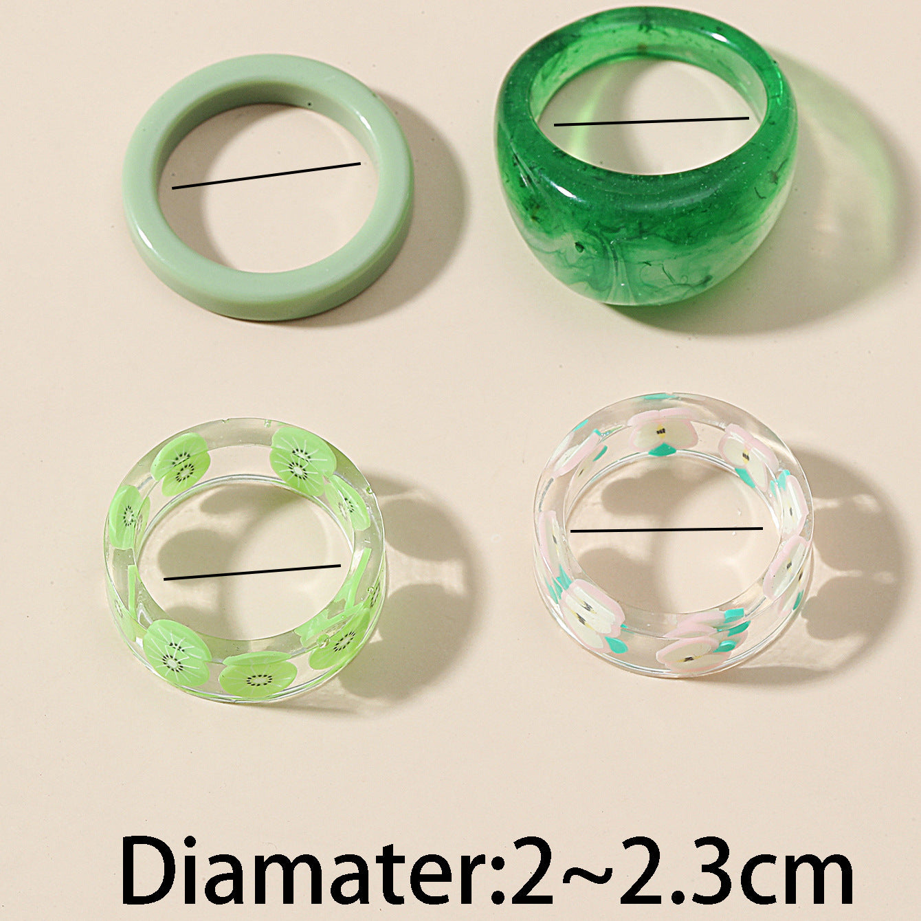 Geometric Acrylic Ring Set 4 Piece Transparent Resin Rings For Women Fashion Jewelry Accessory For Daily Style