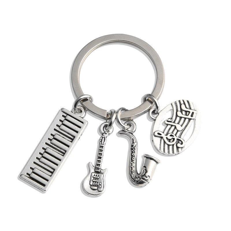 Women Fashion Alloy Keychain Guitar Charm Key Ring Metal Accessory Stylish Jewelry Everyday Carry Essential Of