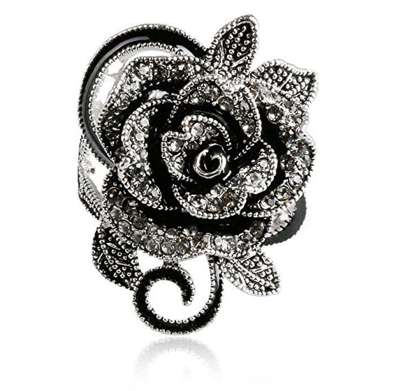 Vintage Lady Ring Creative Rose Silver Plated Micro Inlay Crystals Jewelry Crafted From Durable Alloy Timeless