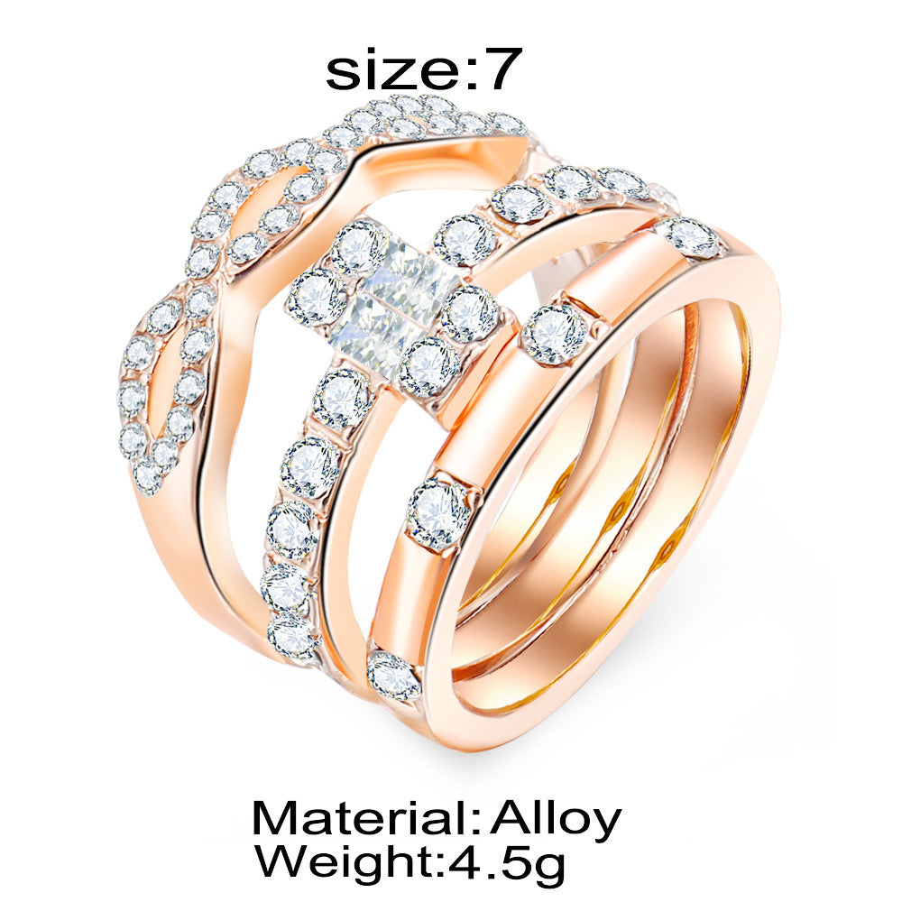 Womens Zircon Ring Diamond Inlaid Fashion Ring Elegant Cocktail Ring Sparkling Crystal Jewelry Occasions Gleam