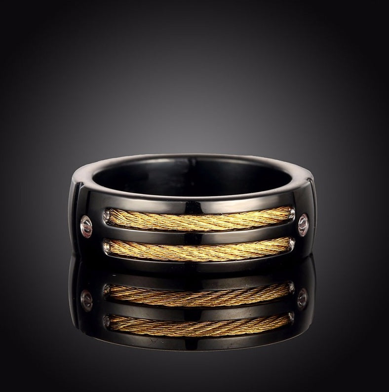 Titanium Steel Ring Unisex Geometry Electroplated Europe America Style US Codes 7 8 9 10 For Daily Wear And Gift Ready