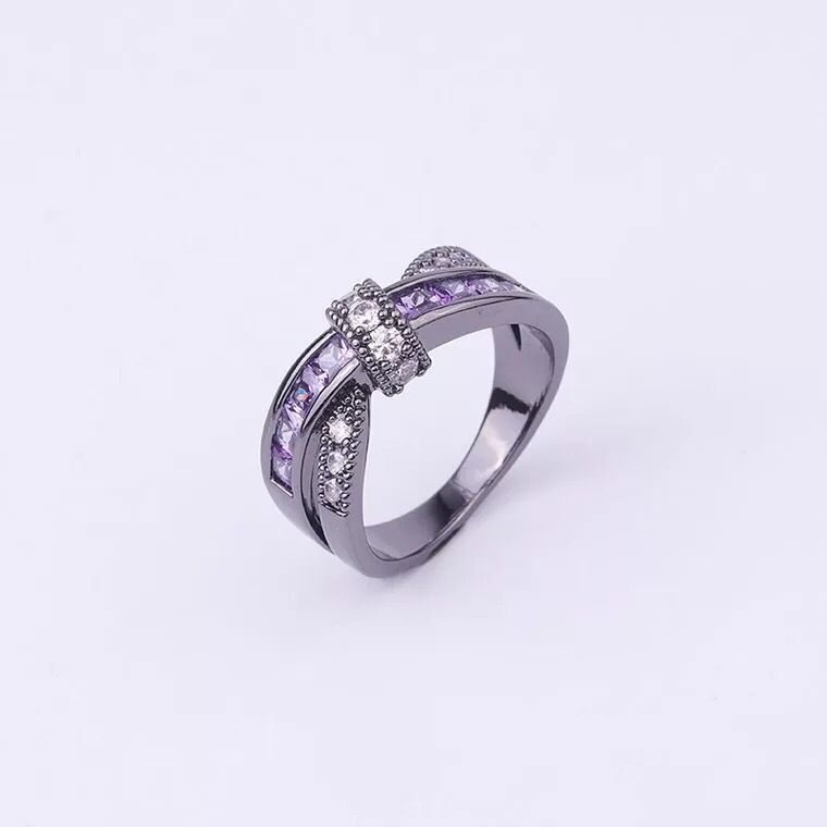 Womens Cross Ring Zircon Inlaid Copper Jewelry Electroplated White Gold Plated Fashion Statement Gift For Her