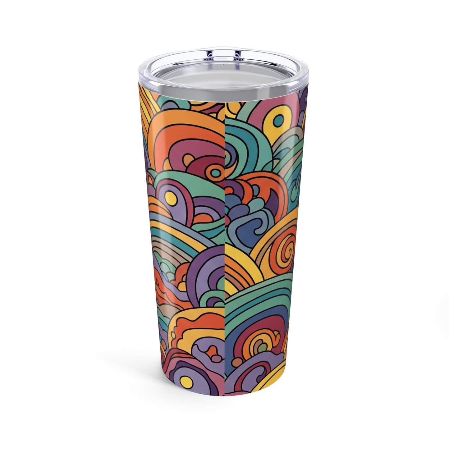 20 Oz Stainless Steel Tumbler With Printed Design Vacuum Insulated Spill Resistant Travel Mug For Hot Or Cold