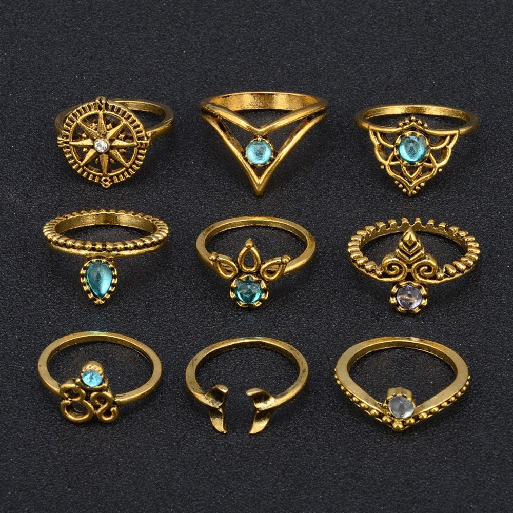 Womens Knuckle Ring Set Bohemian Alloy Rings Electroplated Silver Geometric Design European American Ornaments