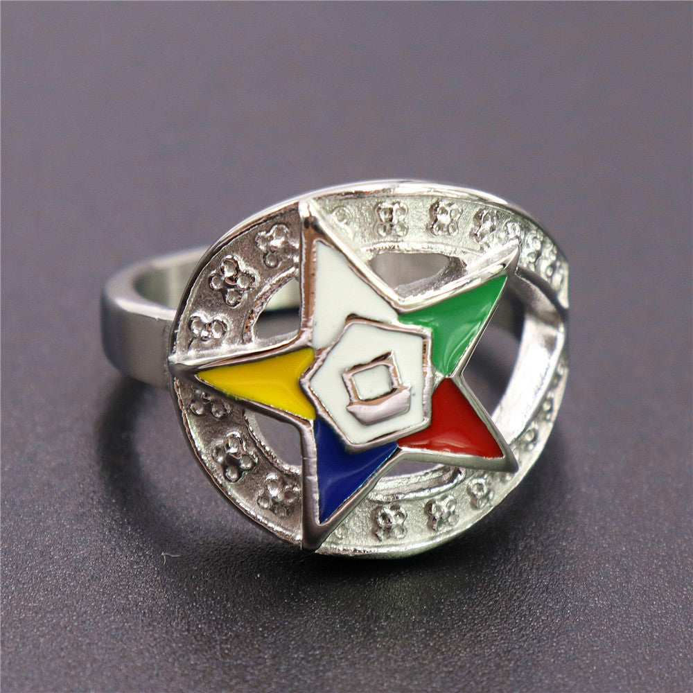 Unisex Vintage Star Ring Fashion Creativity Personality Golden Titanium Steel Statement Ring for Women and Men Trendy Jewelry Gift