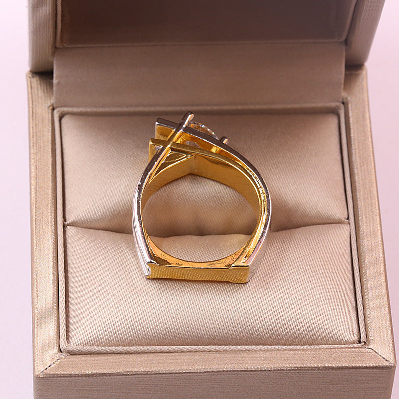 Womens Square Zircon Diamond Ring Brass Alloy Inlaid Gemstone Dazzling Elegant Party Jewelry Gift Engagement Ring