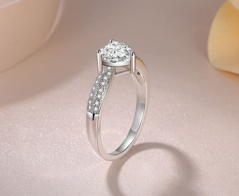 Heart Shaped Simulation Gem Ring Copper Electroplated Dainty Jewelry Gift For Her Anniversary Wear Elegant Accessory