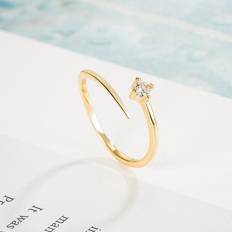 Women Copper Ring Open Geometric Design with Circle and Line Simple Fashion Jewelry Adjustable Circle Ring Art