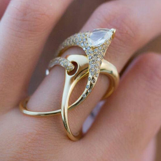 Gold Plated Zircon Ring Copper Simple Geometric Yellow 6th 7th 8th 9th 10th Inlaid Artificial Gems Semiprecious Stones