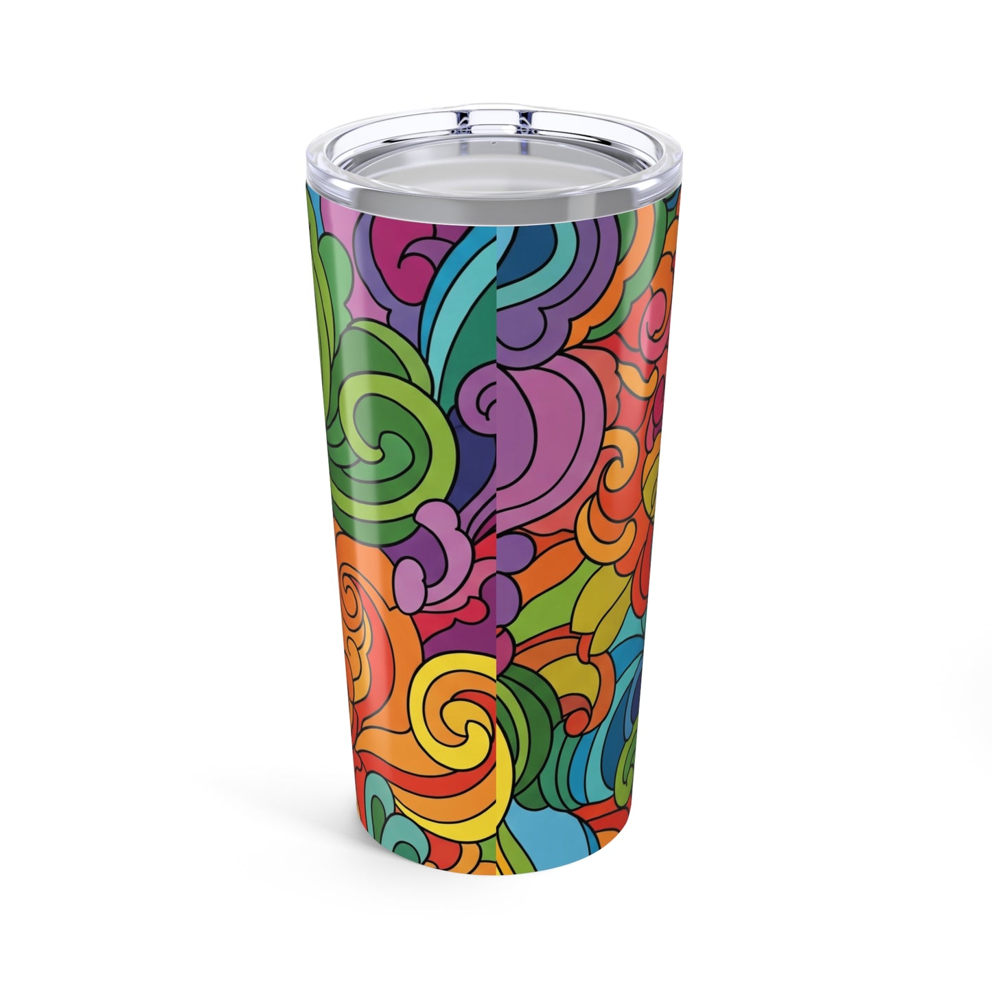 20 Ounce Stainless Steel Tumbler With Vibrant Printed Design Double Wall Vacuum Insulation Spill Resistant Hot And