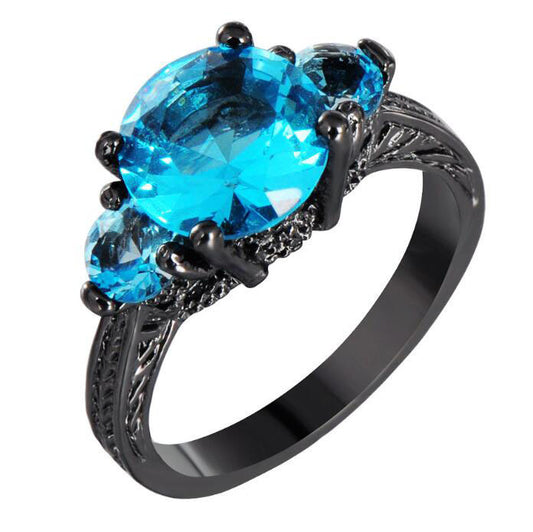 March Aquamarine Birthstone Ring Copper Jewelry For Birthday Anniversary Gift Everyday Wear Subtle Copper Ring