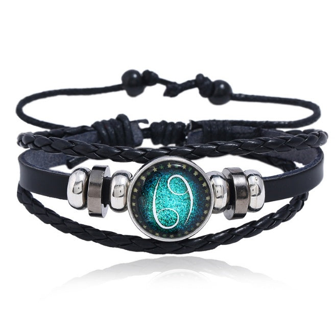 Couples Woven Leather Bracelet Vintage Constellation Design Zodiac Gift For Anniversary Travel Keepsake Gift Box Ready