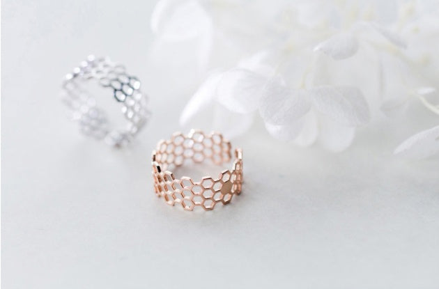 Women's 925 Silver Ring Korean Rose Gold Simple Hollow Band Ring For Women Advertising Promotion Gift Fashion