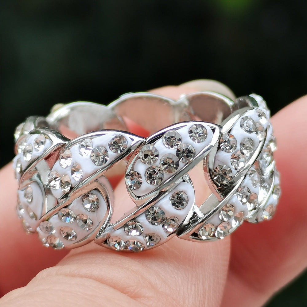 Men's Hip Hop Iced Out Ring Geometric Alloy Gemstone Jewelry Electroplated Fashion Accessory Bling Jewelry Men