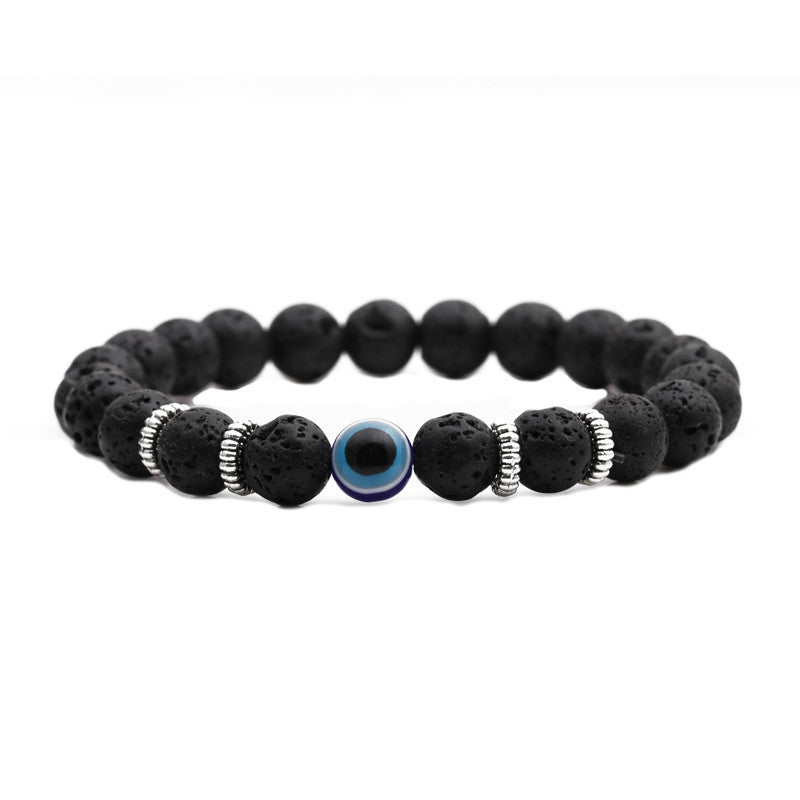 Unisex Volcanic Stone Bracelet Frosted Devil Eye Tiger Eye 19mm European American Style Jewelry For Daily Wear