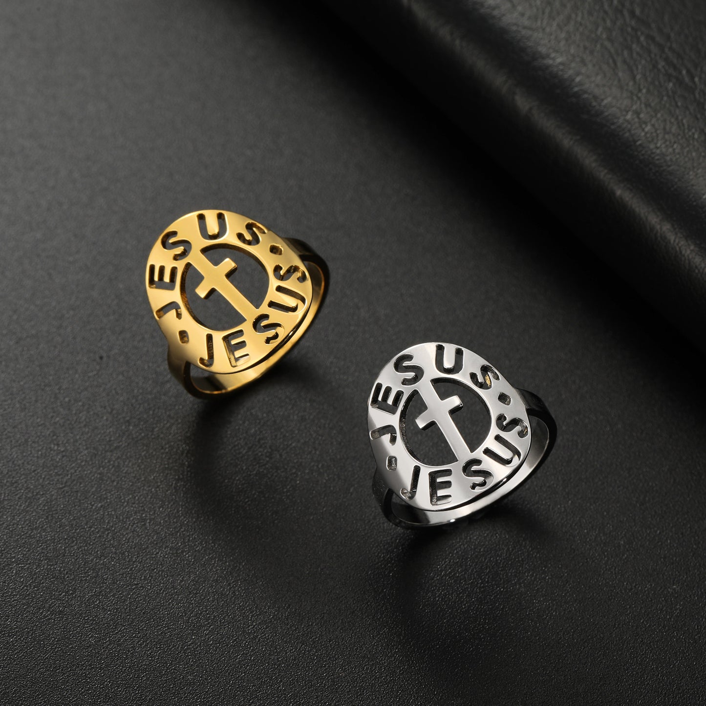 Unisex Retro Titanium Steel Ring With Cross Cut Design Electroplated Stainless Steel Jewelry For Men And Women