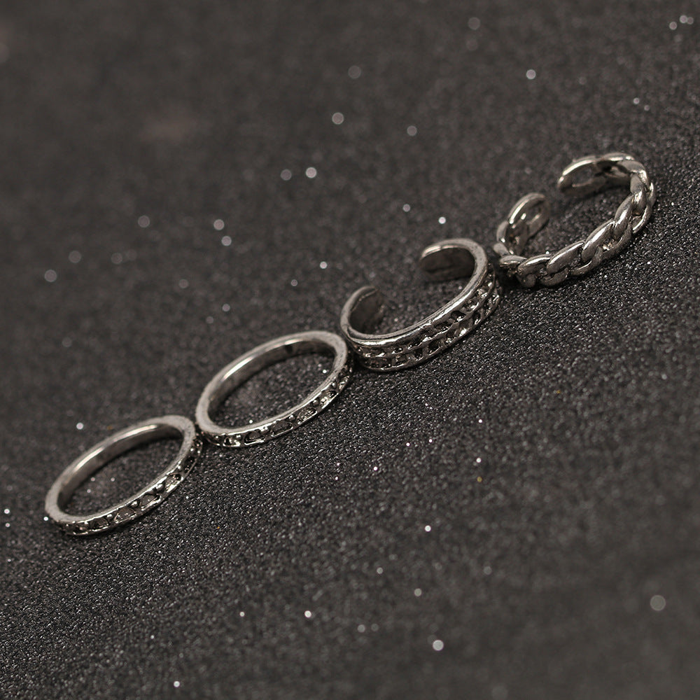 Vintage Turquoise Totem Flower Ring Ten Piece Joint Set