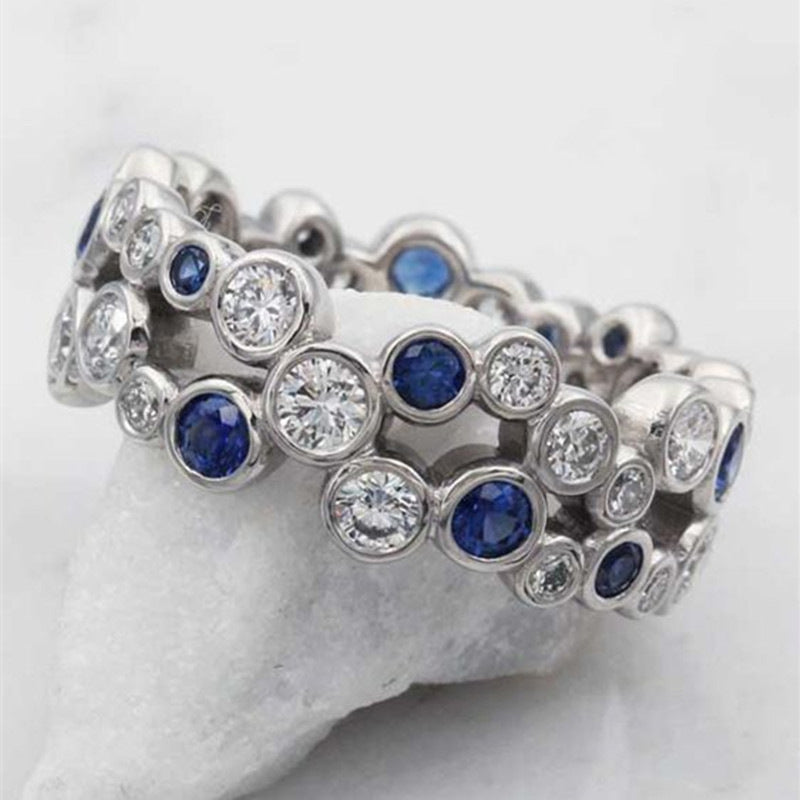 Geometric Hollow Circle Ring With Zircon Inlaid Copper White Gold Tone For Women Elegant Fashion Jewelry Accessory