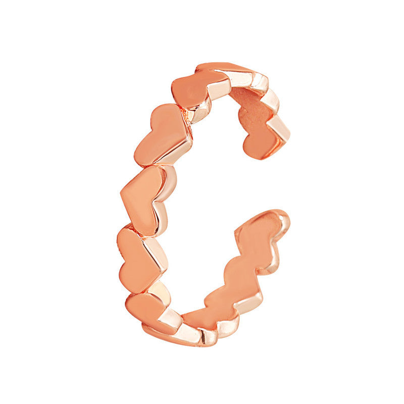 Vintage Copper Plated Heart Ring Adjustable Band Romantic Gift For Her Unique Design Fashion Jewelry Statement Ring