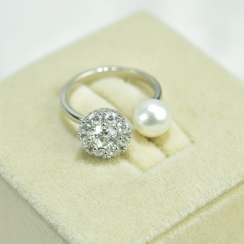 Sterling Silver Rotating Pearl Ring With Pearl 7 To 8mm Size For Elegant Wear With Fine Finish And Safe Builds