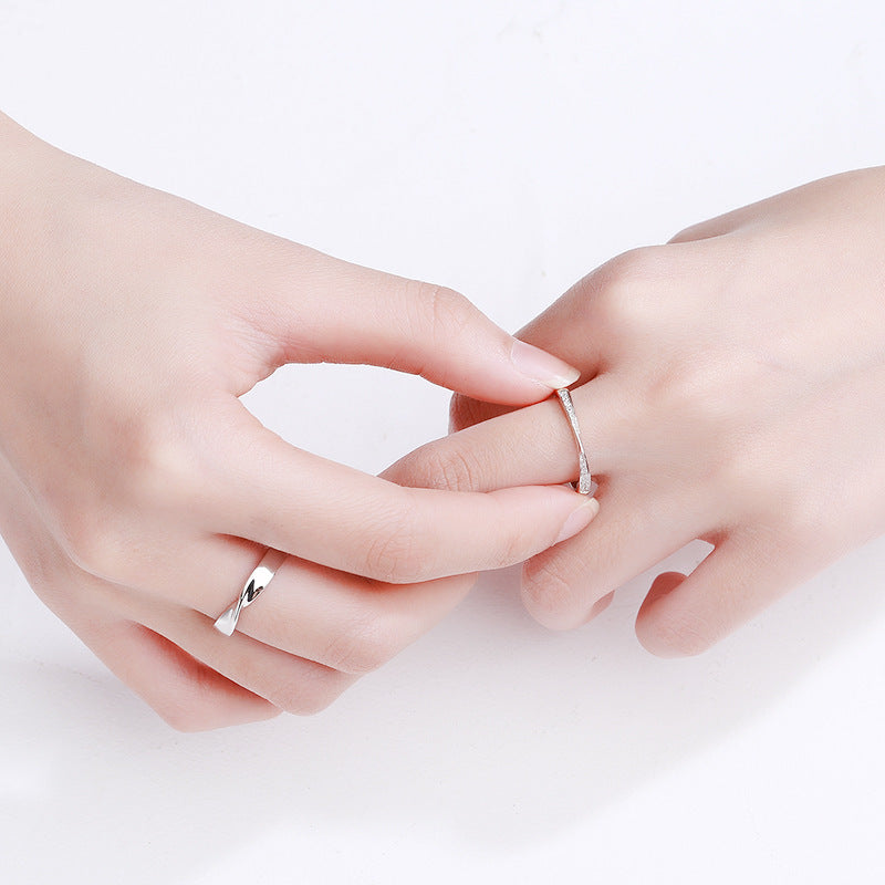 Sterling Silver Couple Rings Set Adjustable For Men Women