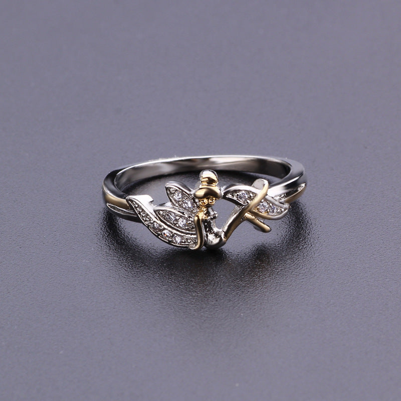 Womens Flower Fairy Ring Gold Plated Copper Gemstone Ring Present For Her Elegant Jewelry For Special Occasion