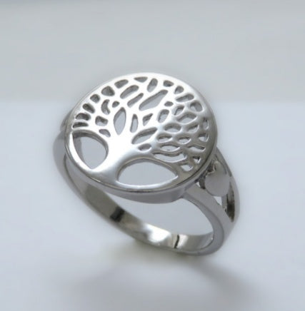 Tree of Life Copper Ring with Platinum Plated Finish for Women Fashion Jewelry Sizes 5 6 7 8 9 Designed in USA