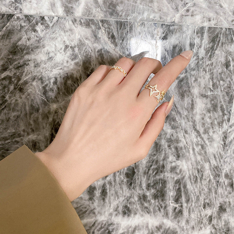 Zircon Pearl Ring With Crown Open Design And Star Accent For Elegant Japanese Korean Style Jewelry Elegant Gem